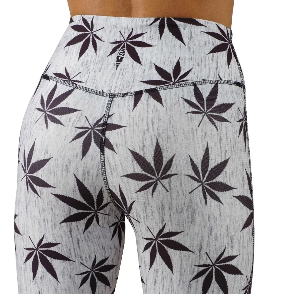 Marihuana leaves Yoga leggings V shape back